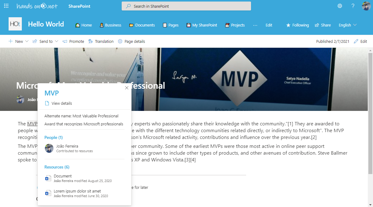 Microsoft Viva Topics in SharePoint